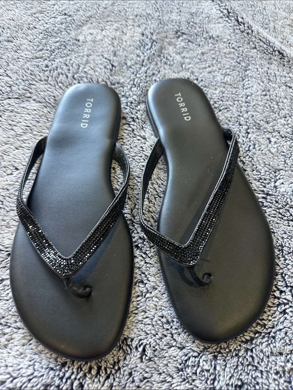 torrid Black Rhinestone V-strap Sandals